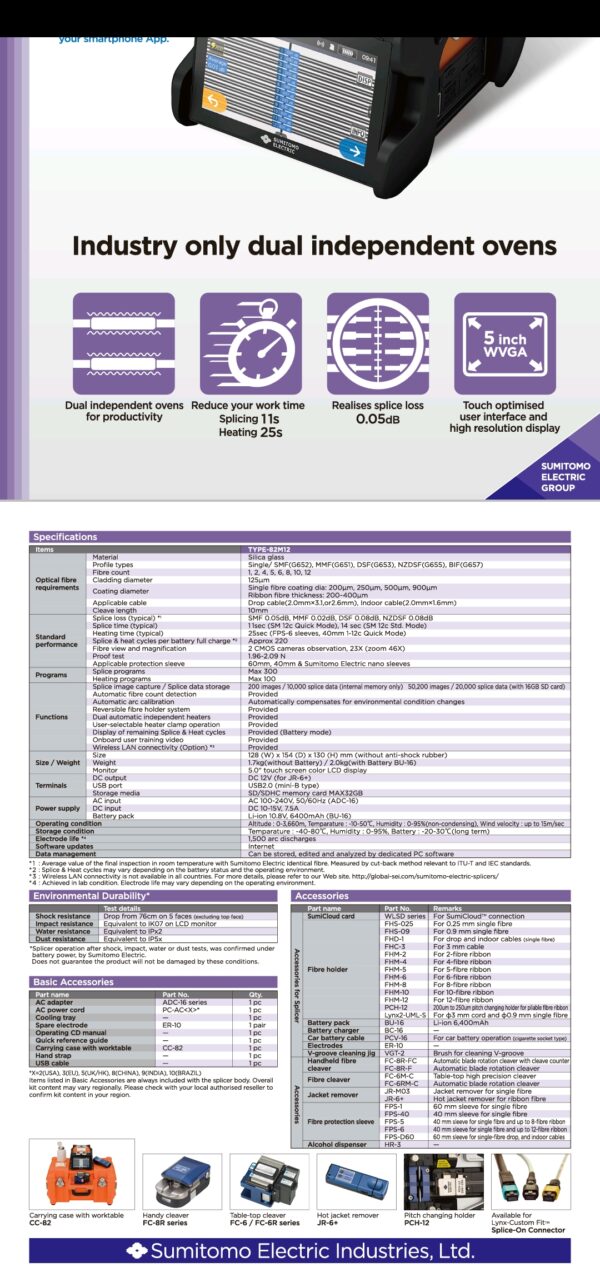 Sumitomo 82M12 Ribbon Fiber Fusion Splicer Splicing Machine - Image 3