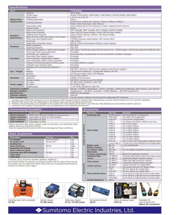 Sumitomo 82M12 Ribbon Fiber Fusion Splicer Splicing Machine - Image 7