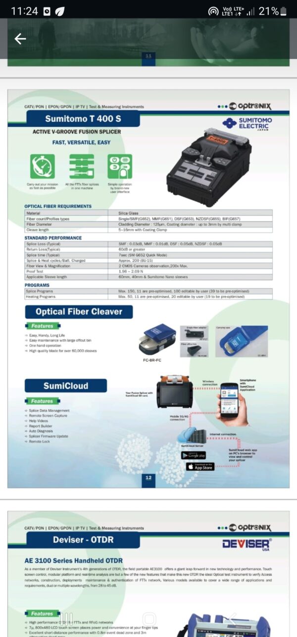 Sumitomo T400s Fusion Splicer Splicing Machine (Discontinued) - Image 11