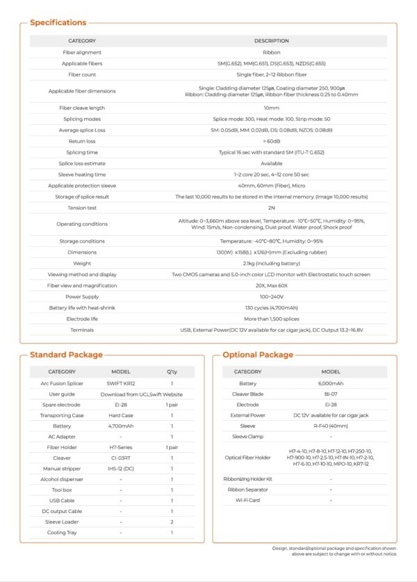 Swift KR12 Ribbon Fiber Fusion Splicer Splicing Machine - Image 3