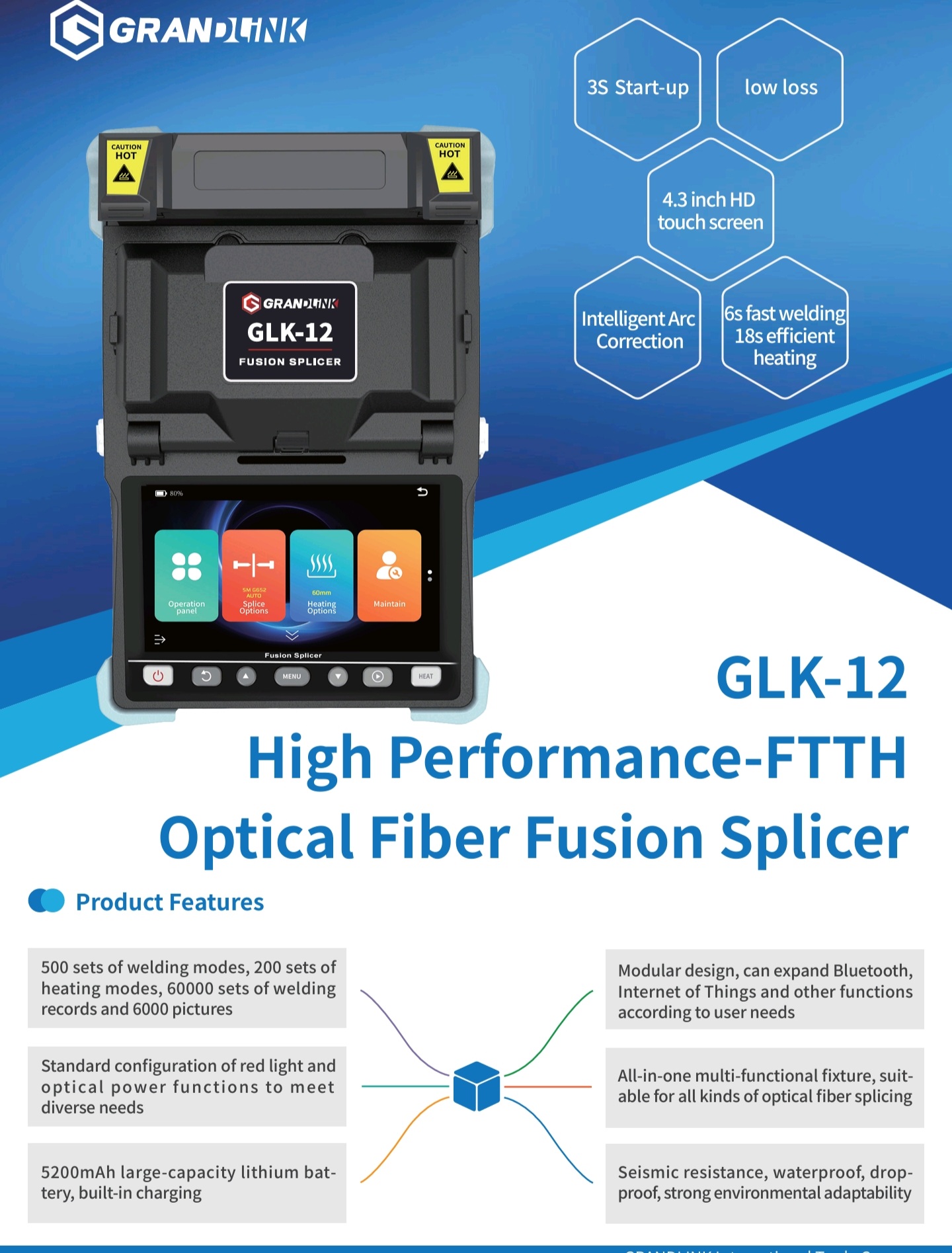 Grandlink GLK12 Fusion Splicer Splicing Machine