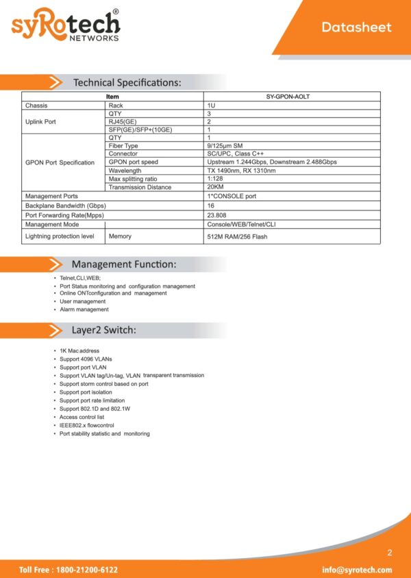 1 single port GPON OLT SYROTECH - Image 3