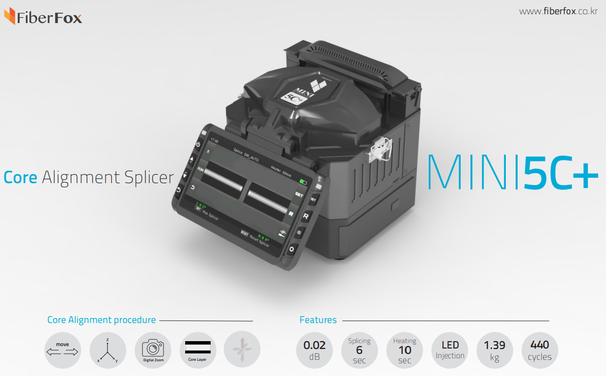 Fiberfox Mini5C+ Fusion Splicer Splicing Machine